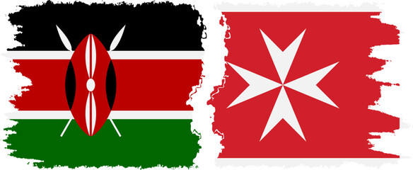 Malta and Kenya grunge flags connection vector - obrazy, fototapety, plakaty