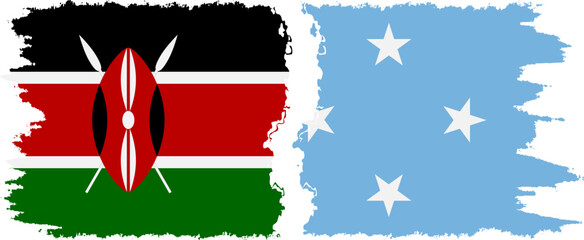 Federated States of Micronesia and Kenya grunge flags connection v - obrazy, fototapety, plakaty