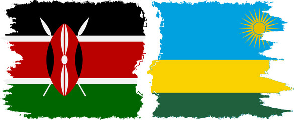 Rwandan and Kenya grunge flags connection vector