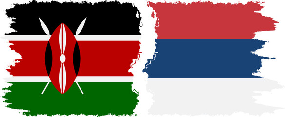 Serbia and Kenya grunge flags connection vector - obrazy, fototapety, plakaty