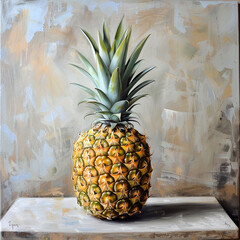 Beautiful pineapple painting. Image made by artificial intelligence.	