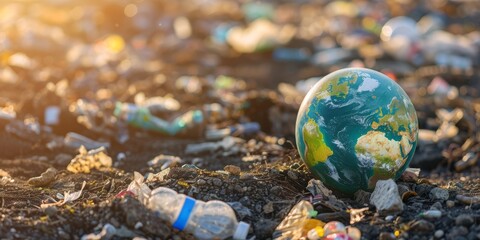 A Global Perspective on Waste Management Challenges with Earth Amidst a Landfill, Highlighting the Urgent Need for Sustainable Practices, Generative AI