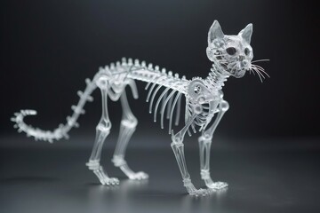 A Detailed Model of a Cat Skeleton Highlighting the Intricate Skeletal Structure for Veterinary and Biological Education, Generative AI