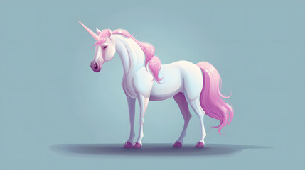 Majestic unicorn posing on a blue  background,. 3d rendering