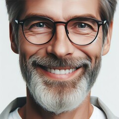 A smiling old man isolated on a white background
