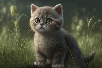 Obraz premium British shorthair cat in grass