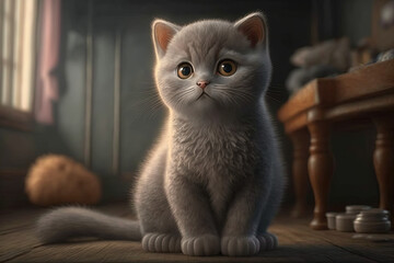 British shorthair cat inside a house