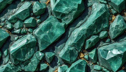 Green quarz pieces crystals background