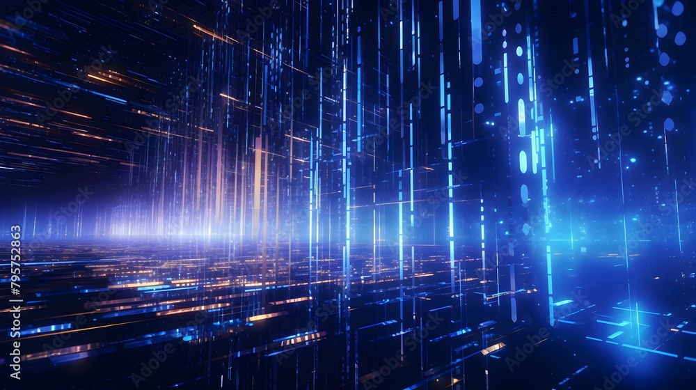 Poster immerse yourself in the realm of technology with an abstract background adorned with vibrant neon bl