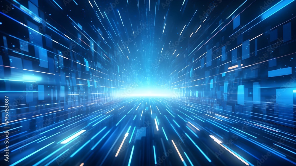 Poster step into the world of tomorrow with a mesmerizing depiction of futuristic neon blue data streams an