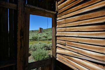 A view from the front porch of an abandoned house in the Bodie Hills of California.
