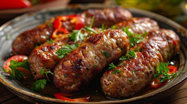The Albanian dish is kefte. Minced meat sausages are usually served with rice or vegetable stew.