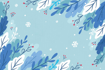 winter snow Christmas background with snowman and santa 