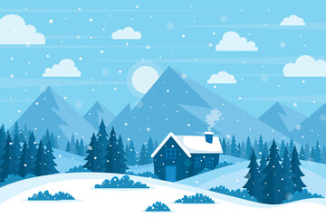winter snow Christmas background with snowman and santa 