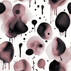Watercolor black, gray, purple stains on a white background, Generative AI