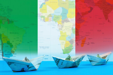 Sea transport of Italy concept, bulk carrier or trade idea, international transportation
