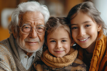 Warm family portrait with senior and kids - Powered by Adobe
