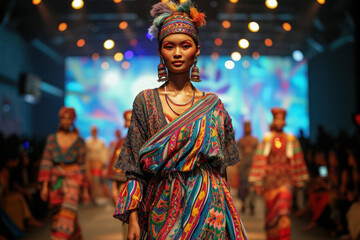 Fashion Show Combines Diverse Cultural Elements, Models in Traditional and Modern Styles