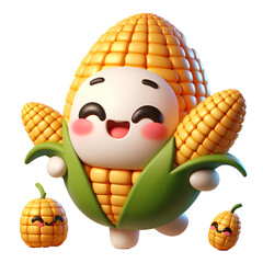 3D CUTE Maize High quality and isolated on a white background