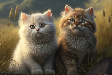 Persian cats in grass