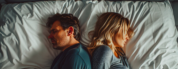 homme et femme dos à dos dans leur lit