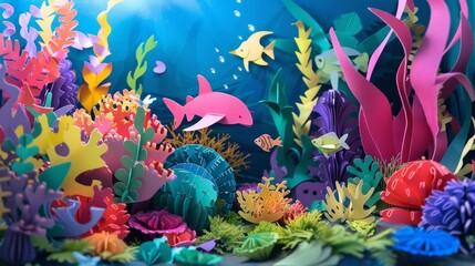 Fototapeta na wymiar Immersive Underwater Adventure with Colorful Sea Life AI Generated.