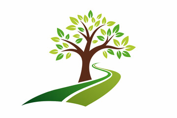 A tree that grows from a path, logo vector 