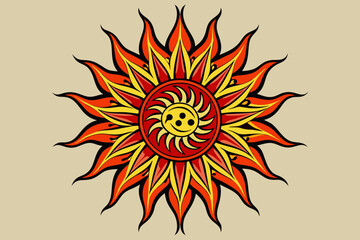sun tattoo  art vector illustration 
