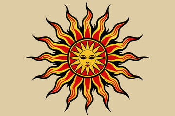sun tattoo  art vector illustration 