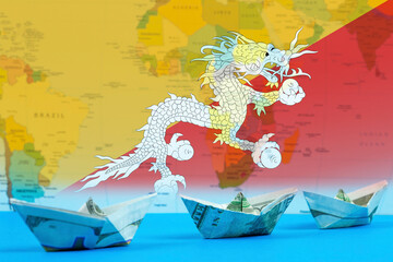 Sea transport of Bhutan concept, bulk carrier or trade idea, international transportation