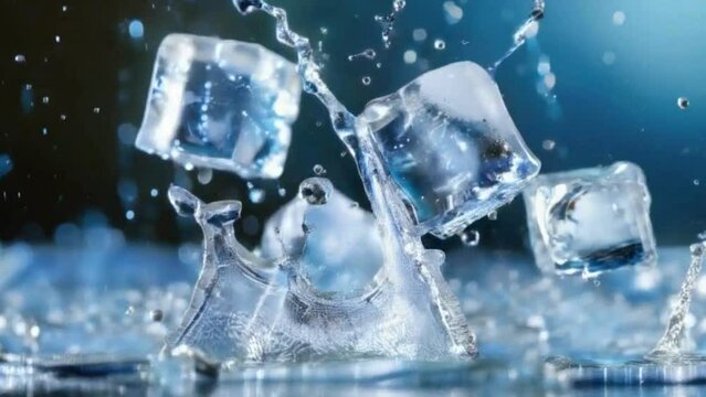 ice cubes on a black background