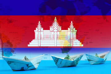 Sea transport of Cambodia concept, bulk carrier or trade idea, international transportation