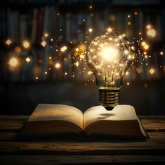 light bulb and book
