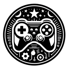 Ein schwarz weißer Vektor Button mit Mustern