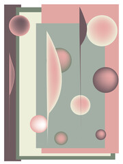 Abstract minimalist art. Mixed style, geometric shapes and plants. Vector paintings are used for apartment decoration. The Bauhaus. Backgrounds for posters, banners, prints, notebook cover, poster.
