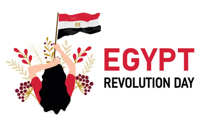 Egypt Revolution Day Illustration. 23 July. Horizontal vector banner