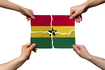 Solidarity and togetherness in Ghana, people helping each other, unity and help idea, support concept