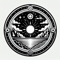 Obraz premium Ein schwarz weißer Vektor Button mit Mustern