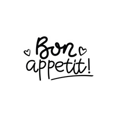 Hand Drawn Bon Appetit Calligraphy Text Vector Design.