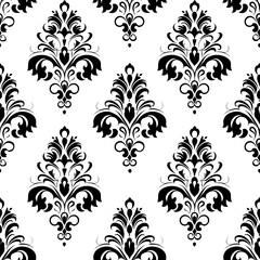 seamless pattern victorian wallpaper, black and white tile