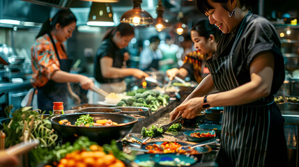 Bustling Culinary Workshop: A Tale of Passionate Aspiring Chefs