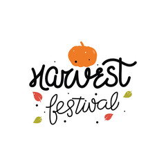 Hand Drawn Harvest Festival Calligraphy Text Vector Design.
