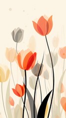 Wallpaper tulips abstract graphics painting pattern.