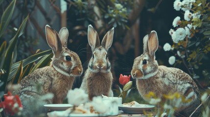 rabbits having a party.