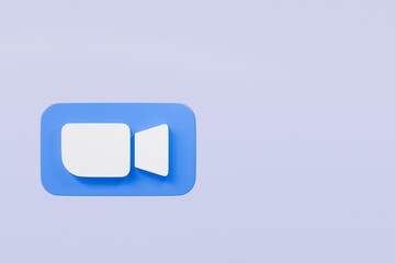 3d Online meeting icon isolated on purple background. Online Meeting, Virtual Conference Video call, Briefing, Teamwork Concept. Minimal 3d Online meeting icon creative design. 3d render.