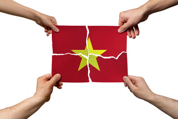Solidarity and togetherness in Vietnam, people helping each other, unity and help idea, support concept