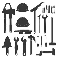 Silhouette construction tool and equipment black color only