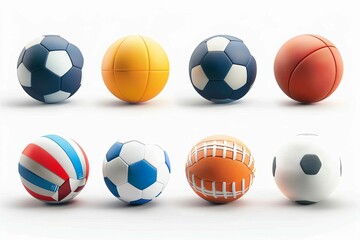 collection of sports balls isolated on white team games equipment store logo design