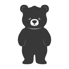 Silhouette cute bear doll black color only full body
