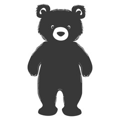 Silhouette cute bear doll black color only full body